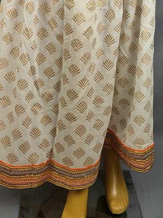 White Gold Printed Skirt with Heavy Lace